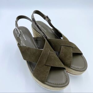 Marc Fisher Zevra Platform Espadrille Green Suede Sandals